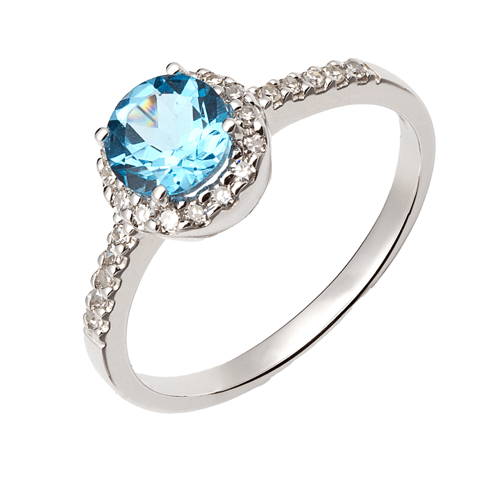 White Gold Ring in Topaz and Diamonds