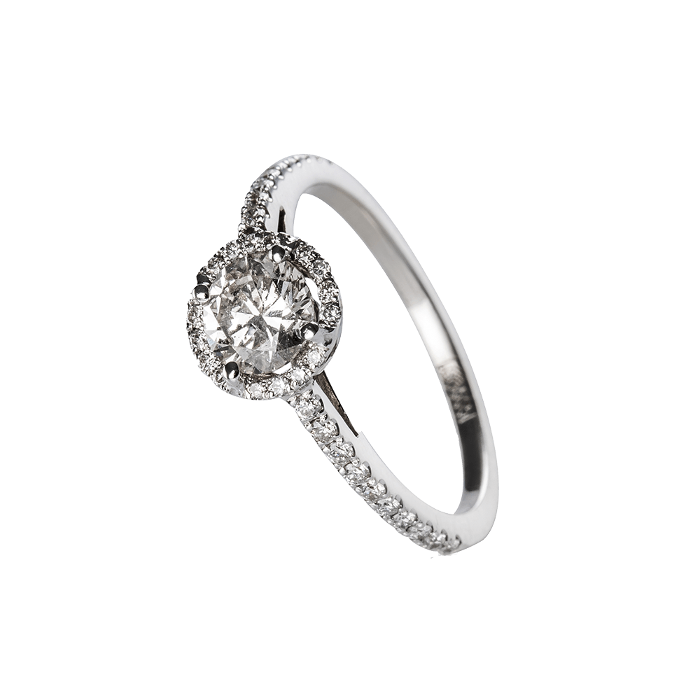 White Gold Engagement Ring in White Diamonds